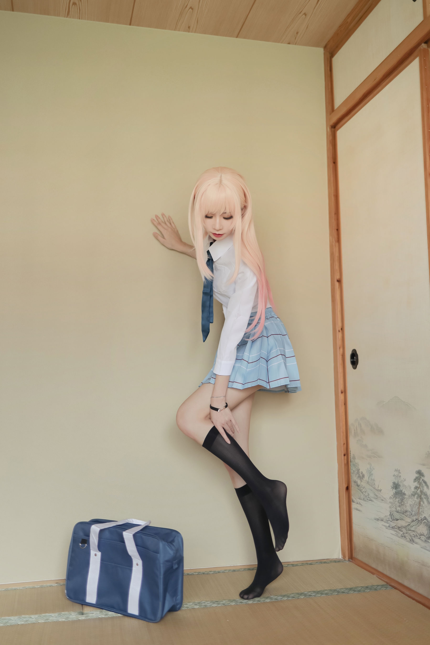 [福利COS] 动漫博主爱老师_PhD - 喜多川海梦 校服 泳装第6张