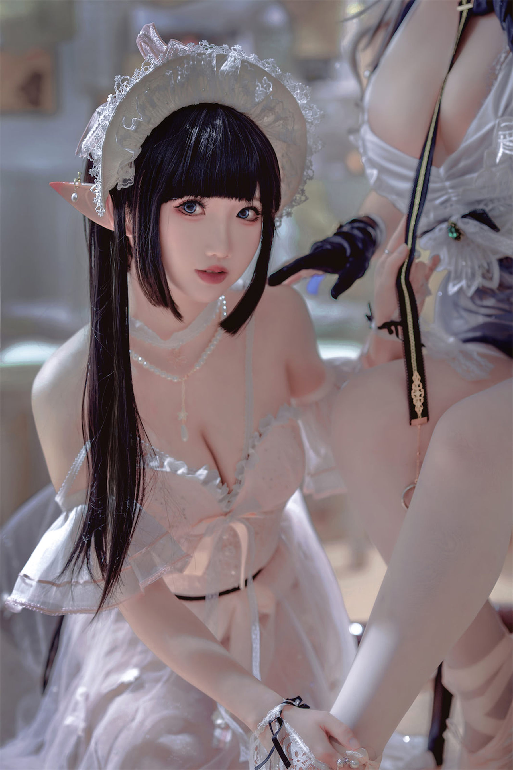 [福利COS] 可爱人气Coser面饼仙儿&amp;amp;半半子 - Arknights 黑x森蚺バレエ第9张