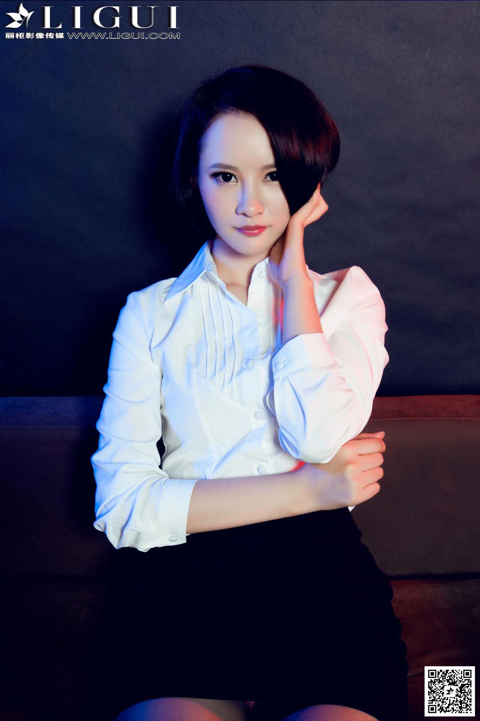 [丽柜LiGui] Model AMY《红高跟短发灰丝女郎》美腿玉第11张