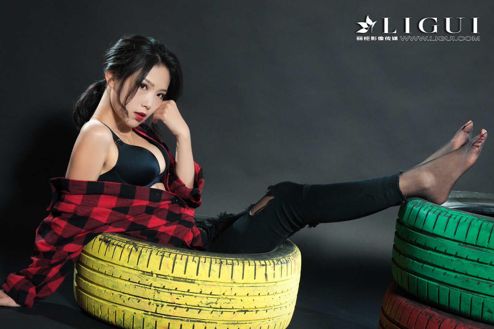 赵维拉《牛仔黑丝女郎》 [丽柜Ligui] 网络丽人 写第5张