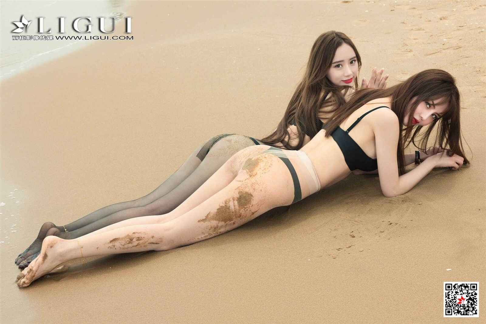 然然&amp;amp;凉儿《沙滩丝袜诱惑》 [丽柜Ligui] 美腿丝第4张