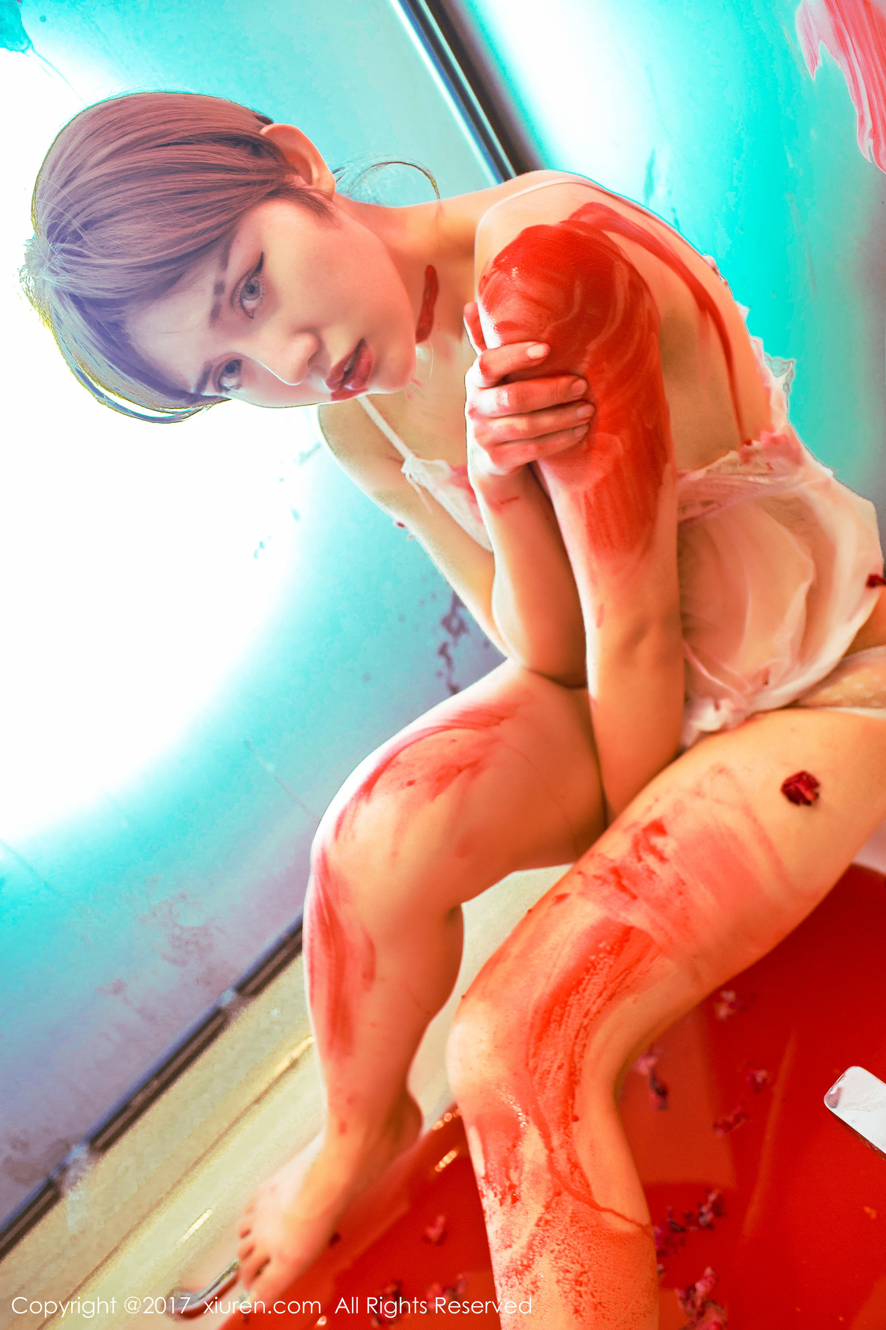 兔子NINA《半裸床单滚和血腥浴缸湿身》 XiuRen 秀人网 NO.840第13张