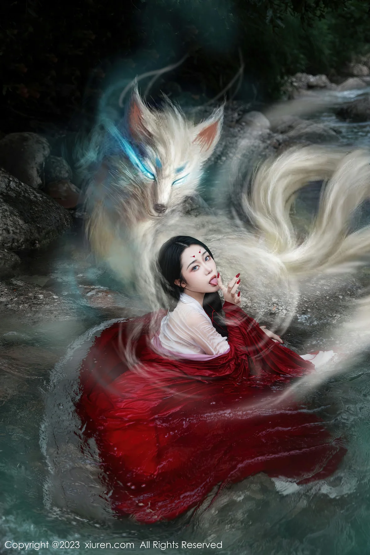  XiuRen 秀人 No.7295 严利娅Yuliya 户外诱惑红色古装性感写真 [90P]第30张