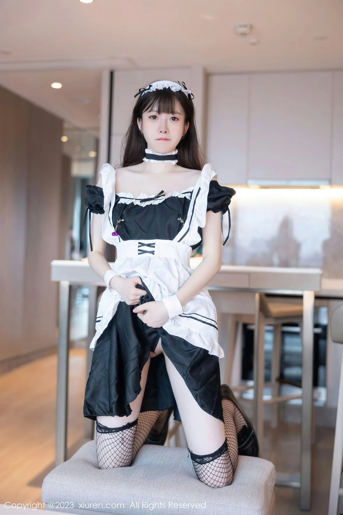  XiuRen 秀人 No.7034 林悠悠 黑色女仆性感写真 [85P]第13张