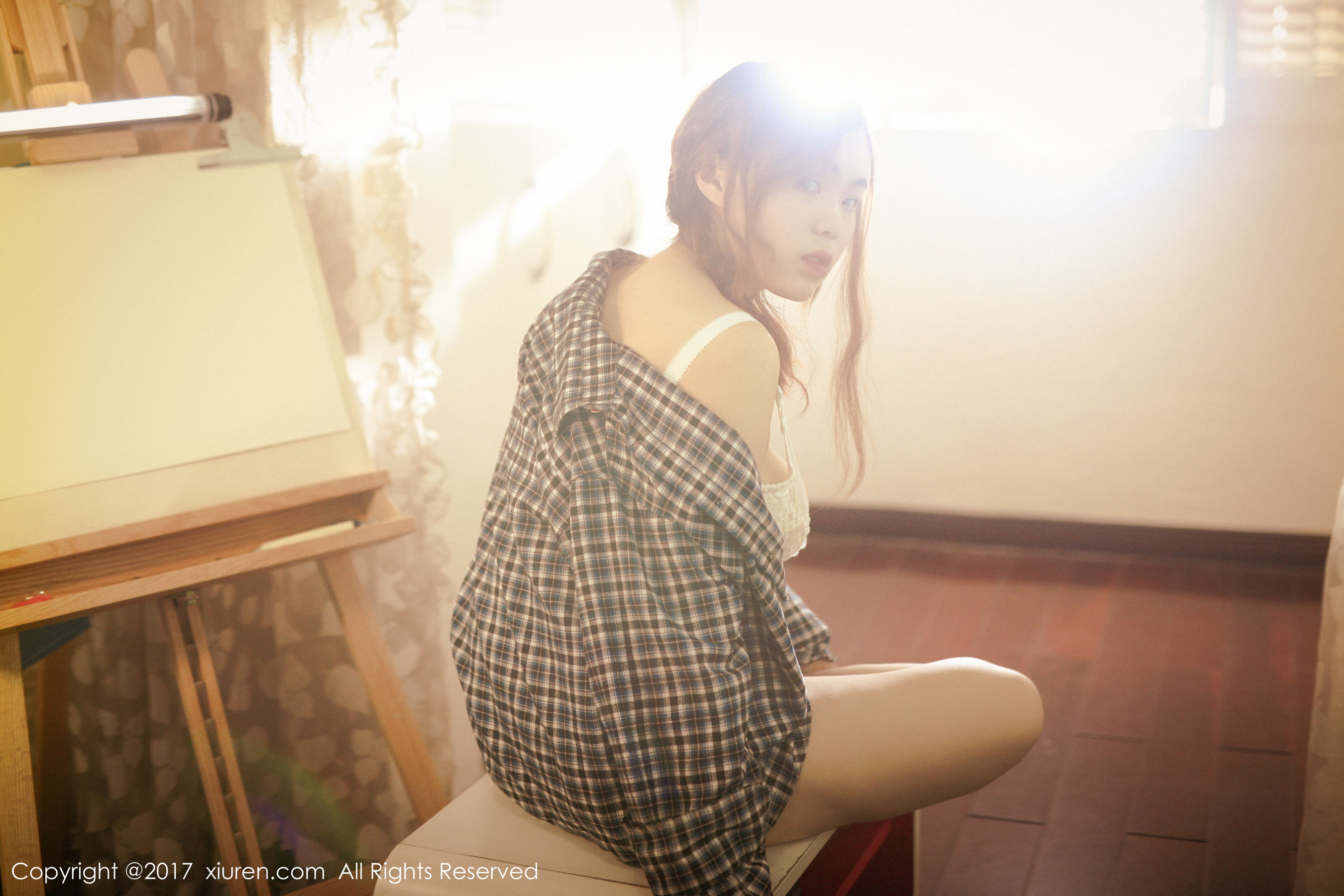 米爱Demon《格子衬衫+半透内衣系列》 秀人网XIUREN No.754第12张