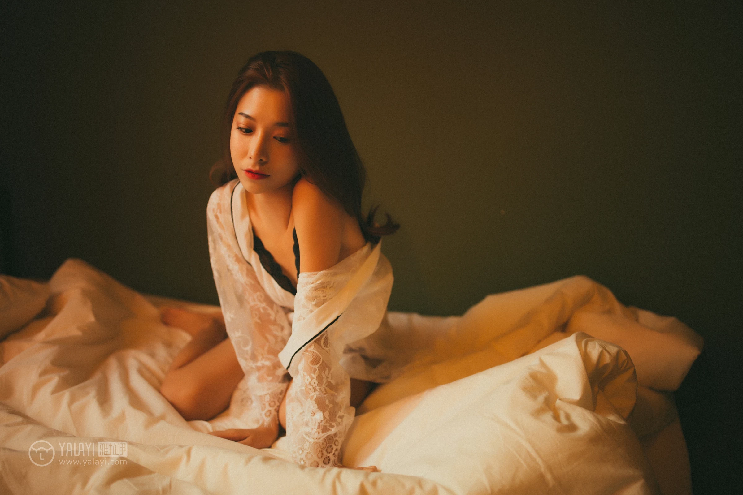 [YALAYI雅拉伊]NO.116 我在等你 倩微微 透视镂空睡衣加白色蕾丝情趣内衣性感私房写真集第16张
