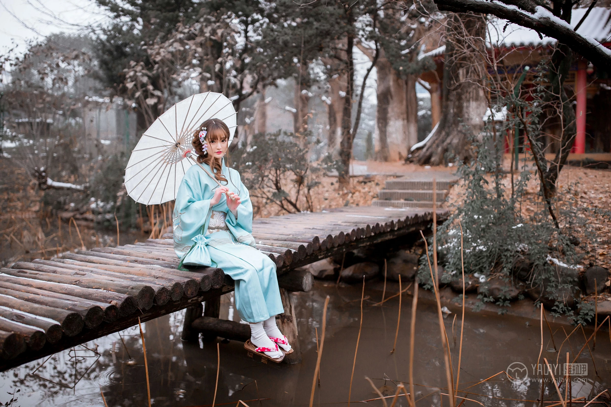 [YALAYI雅拉伊]No.192 赏雪 团团 淡蓝色和服性感私房写真集第16张