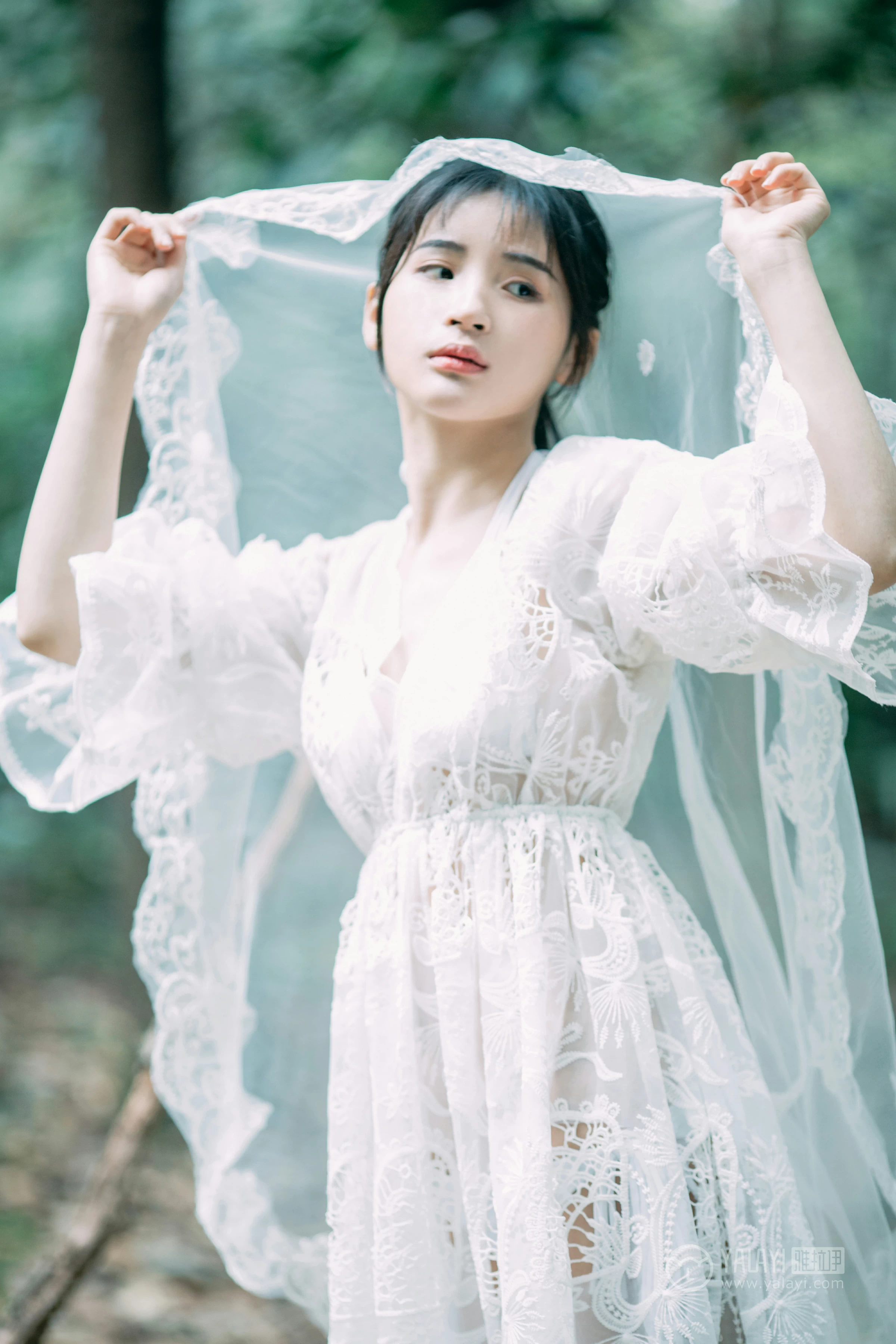 [YALAYI雅拉伊]No.194 仙乐飘飘 阿惜 白色透视镂空连衣裙加白色内衣性感私房写真集第9张