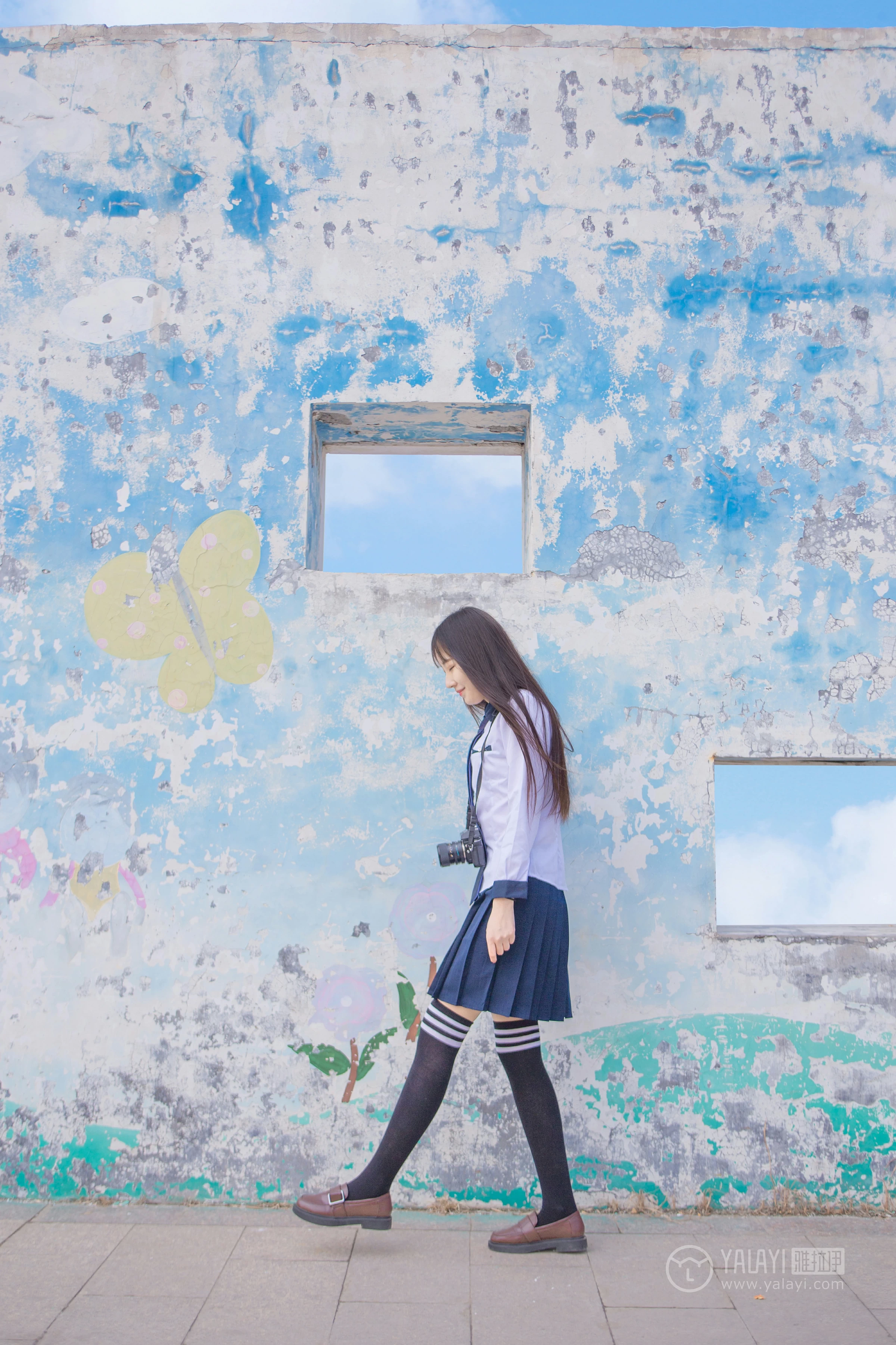 [YALAYI雅拉伊]No.229 小清新 文慧慧 日本高中女生制服与短裙加黑色丝袜美腿性感私房写真集第14张
