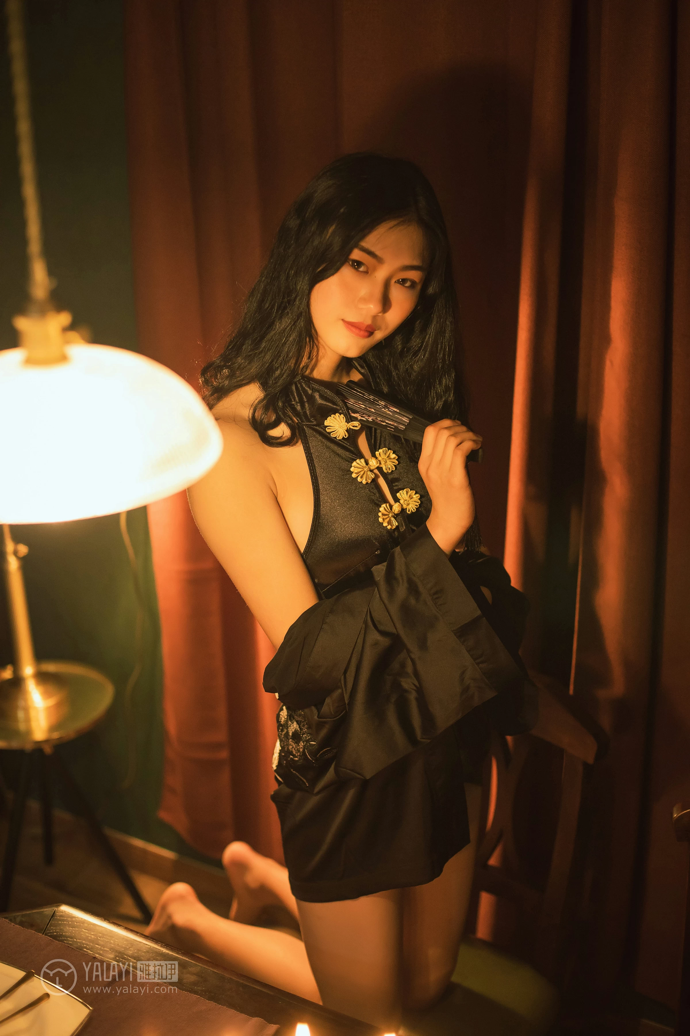 [YALAYI雅拉伊]No.309 夜来香 和风 黑色睡衣加黑色情趣旗袍性感私房写真集第16张