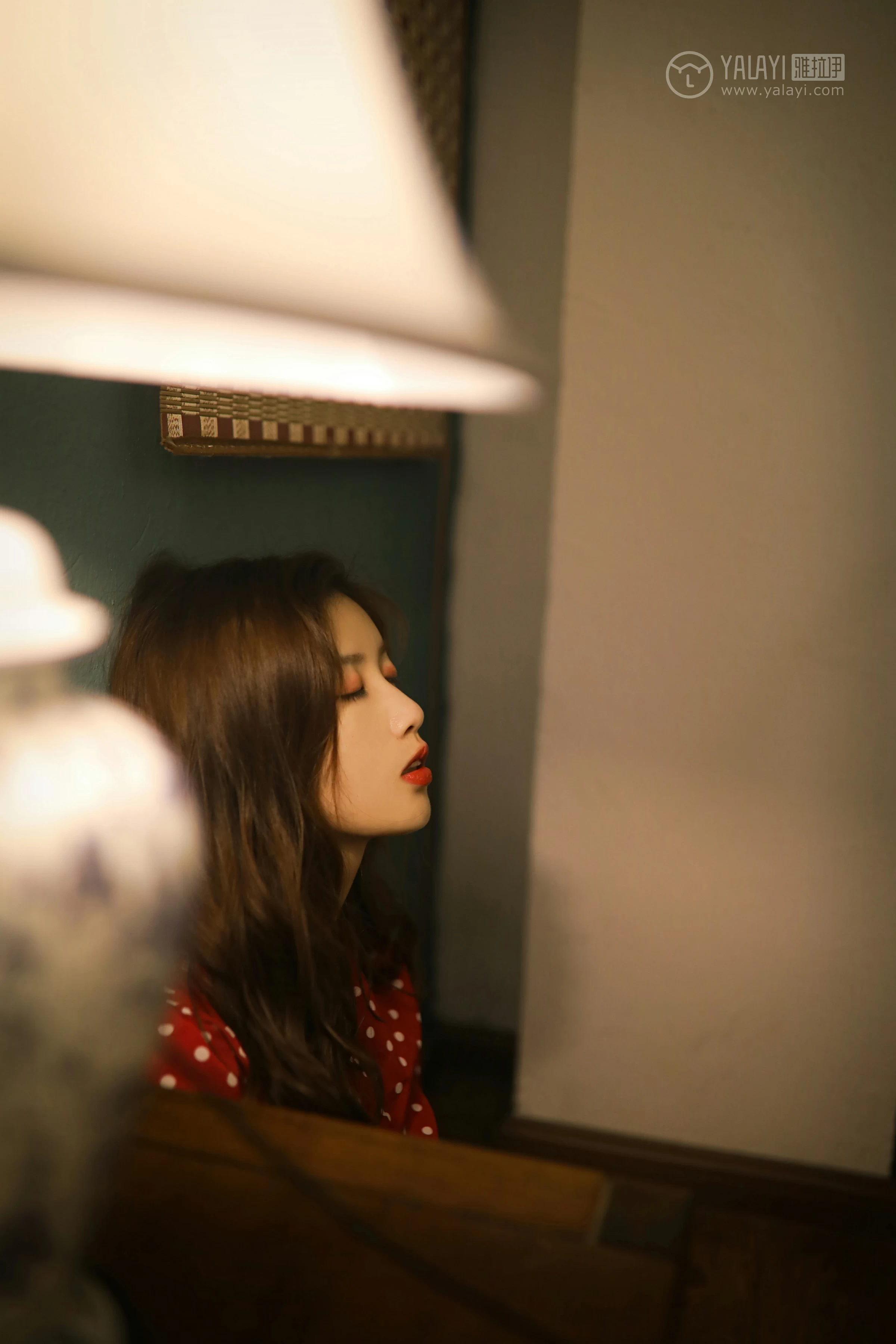 [YALAYI雅拉伊]No.347 失眠夜 圈圈 红色亮点连衣裙居家私房写真集第2张