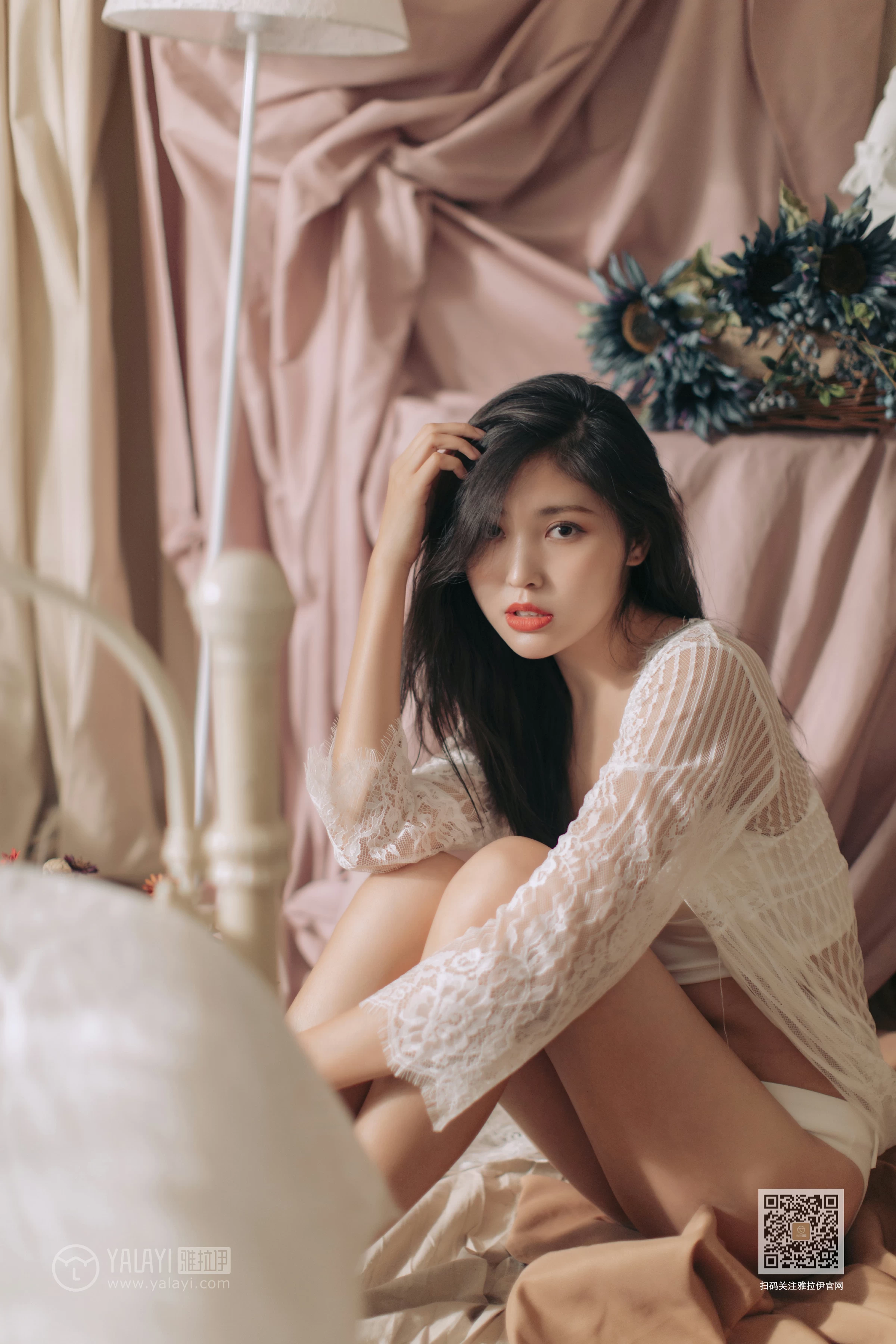 [YALAYI雅拉伊]Vol.423 好想告诉你 仓儿 白色透视镂空睡衣加白色内衣性感私房写真集第5张