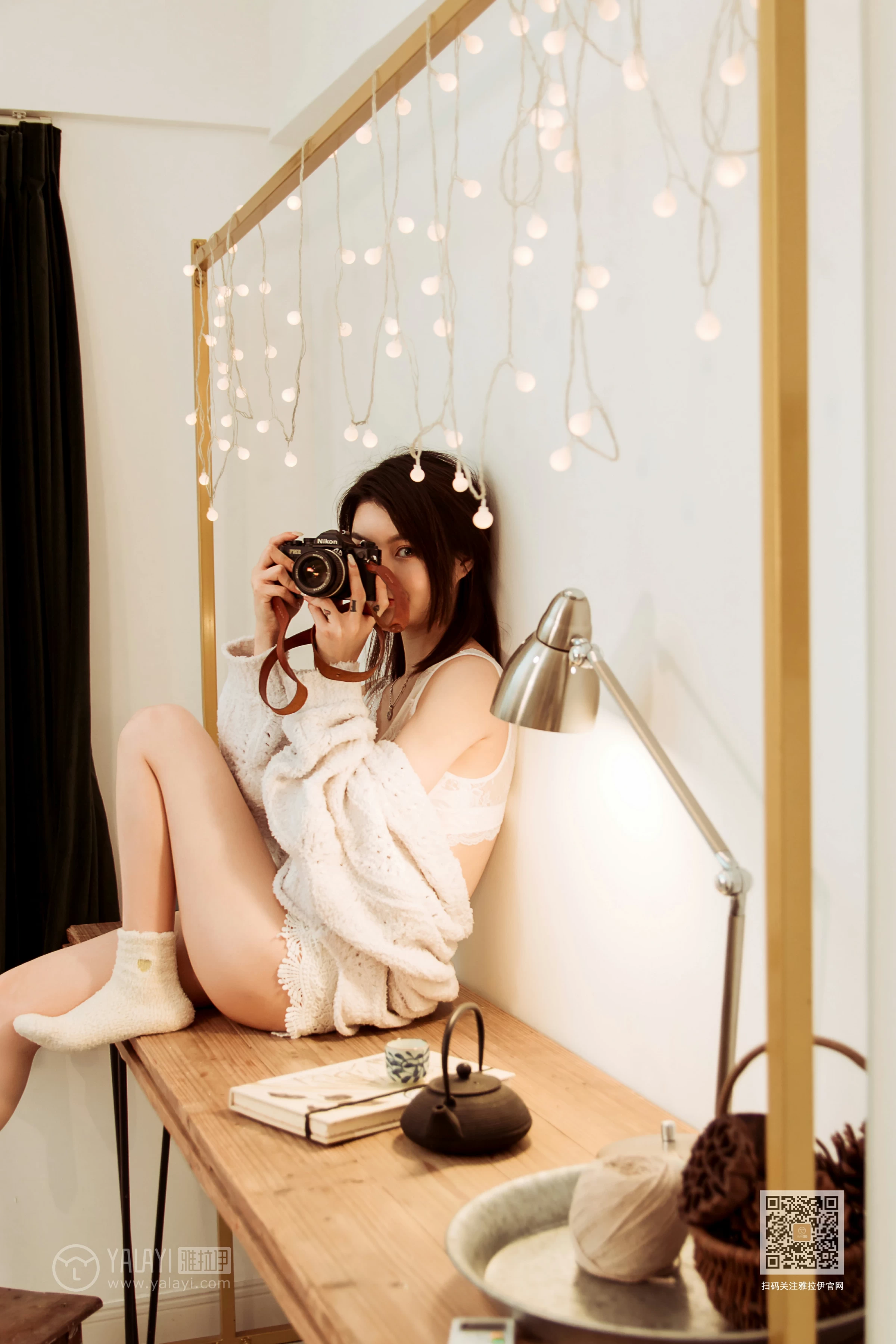 [YALAYI雅拉伊]Vol.444 东京的早餐 慧儿 白色镂空外衣加白色蕾丝内衣性感私房写真集第9张