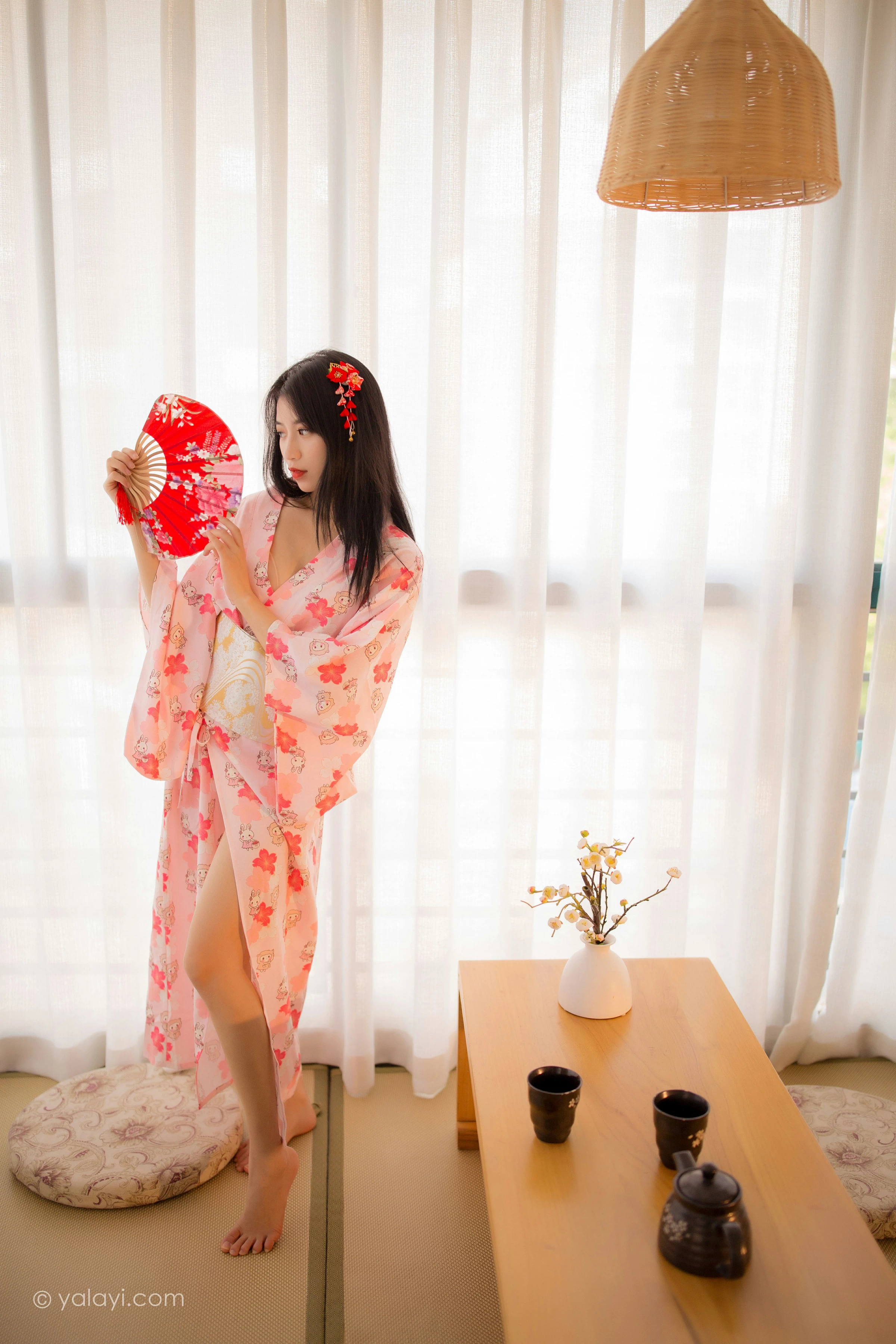 [YALAYI雅拉伊]NO.679 《花香自来》 丽雅 粉色和服居家性感私房写真集第5张