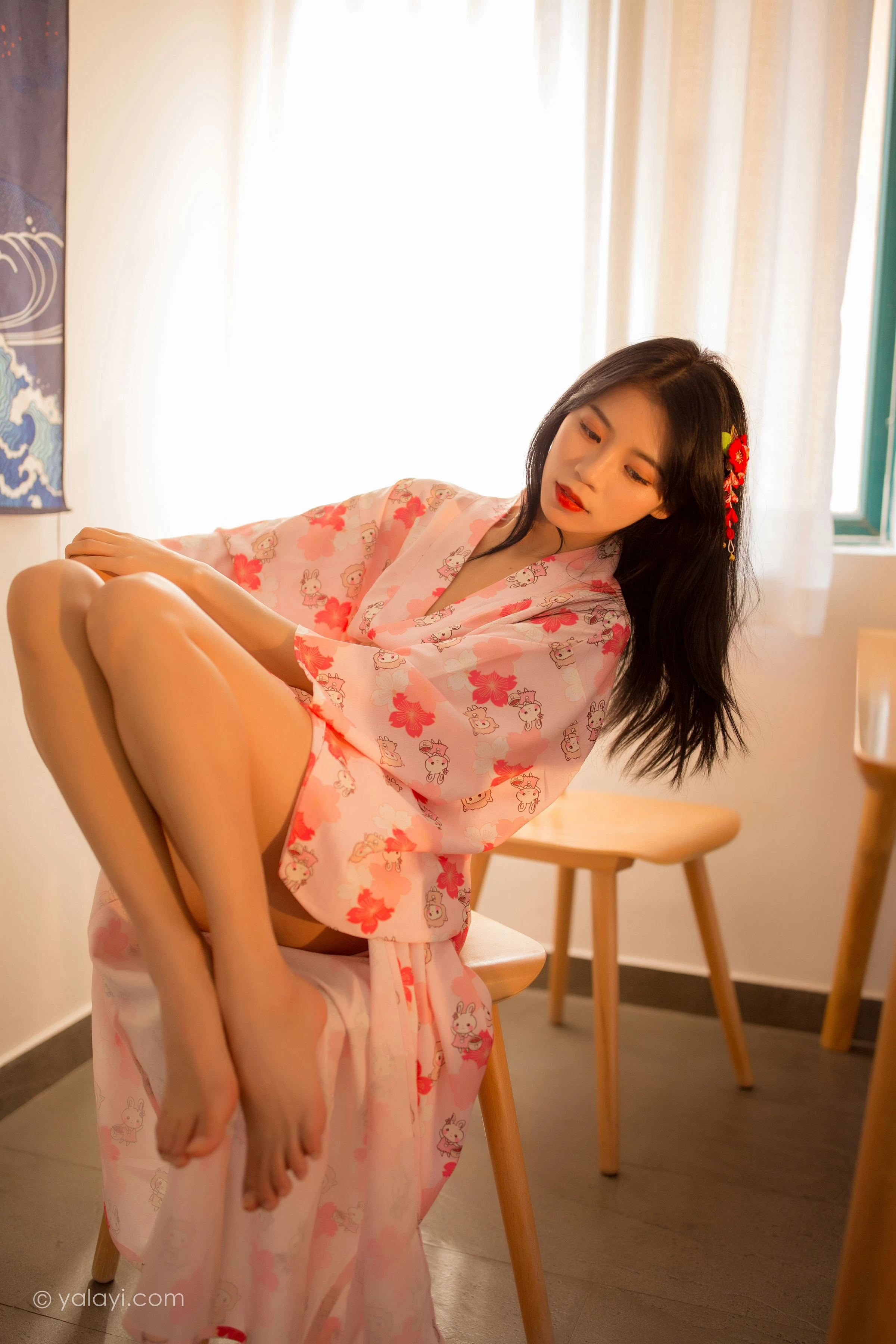 [YALAYI雅拉伊]NO.679 《花香自来》 丽雅 粉色和服居家性感私房写真集第16张