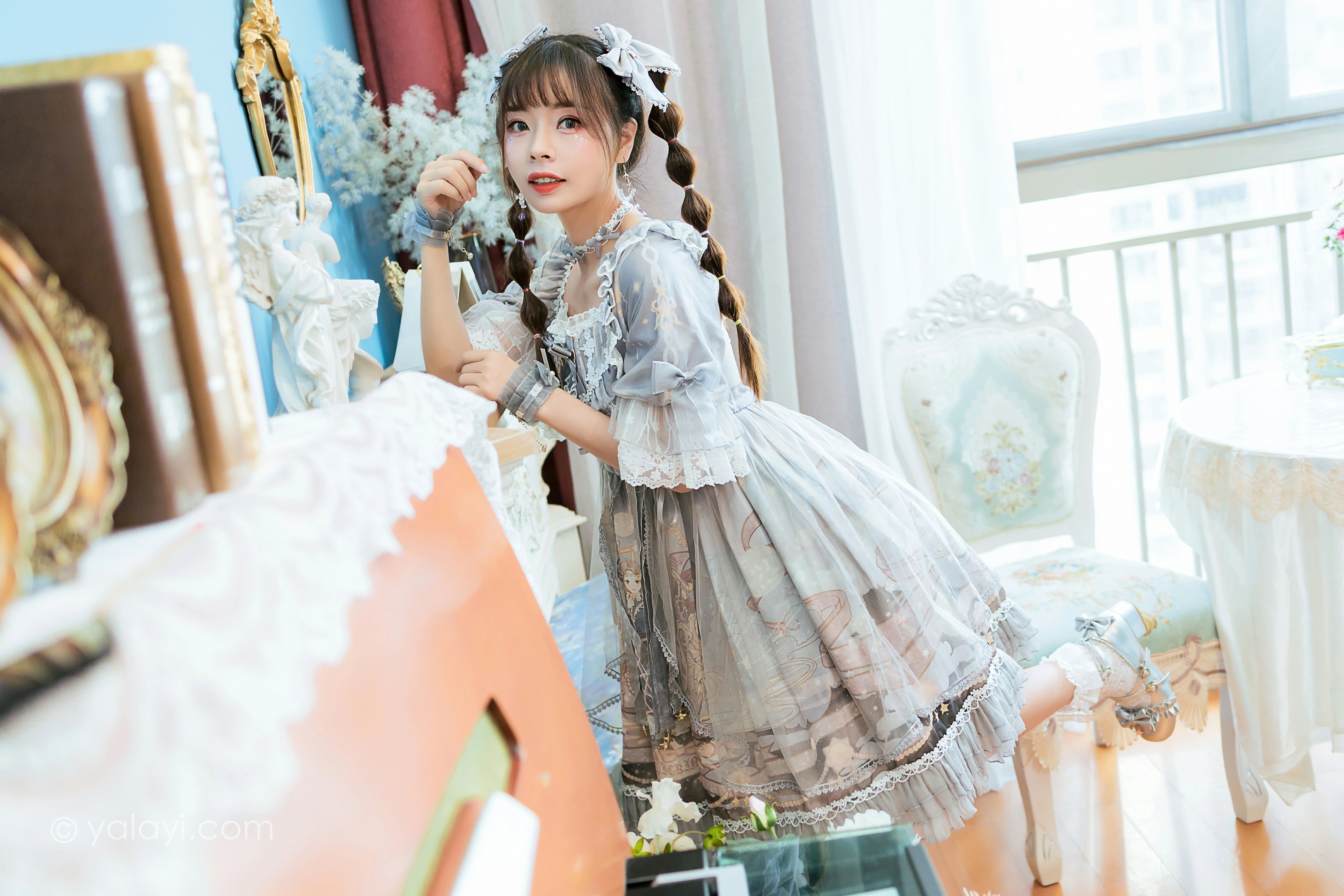 [YALAYI雅拉伊]NO.853 洛丽塔Lolita 程小蝶 淡蓝色连身制服裙清纯可爱私房写真集第1张