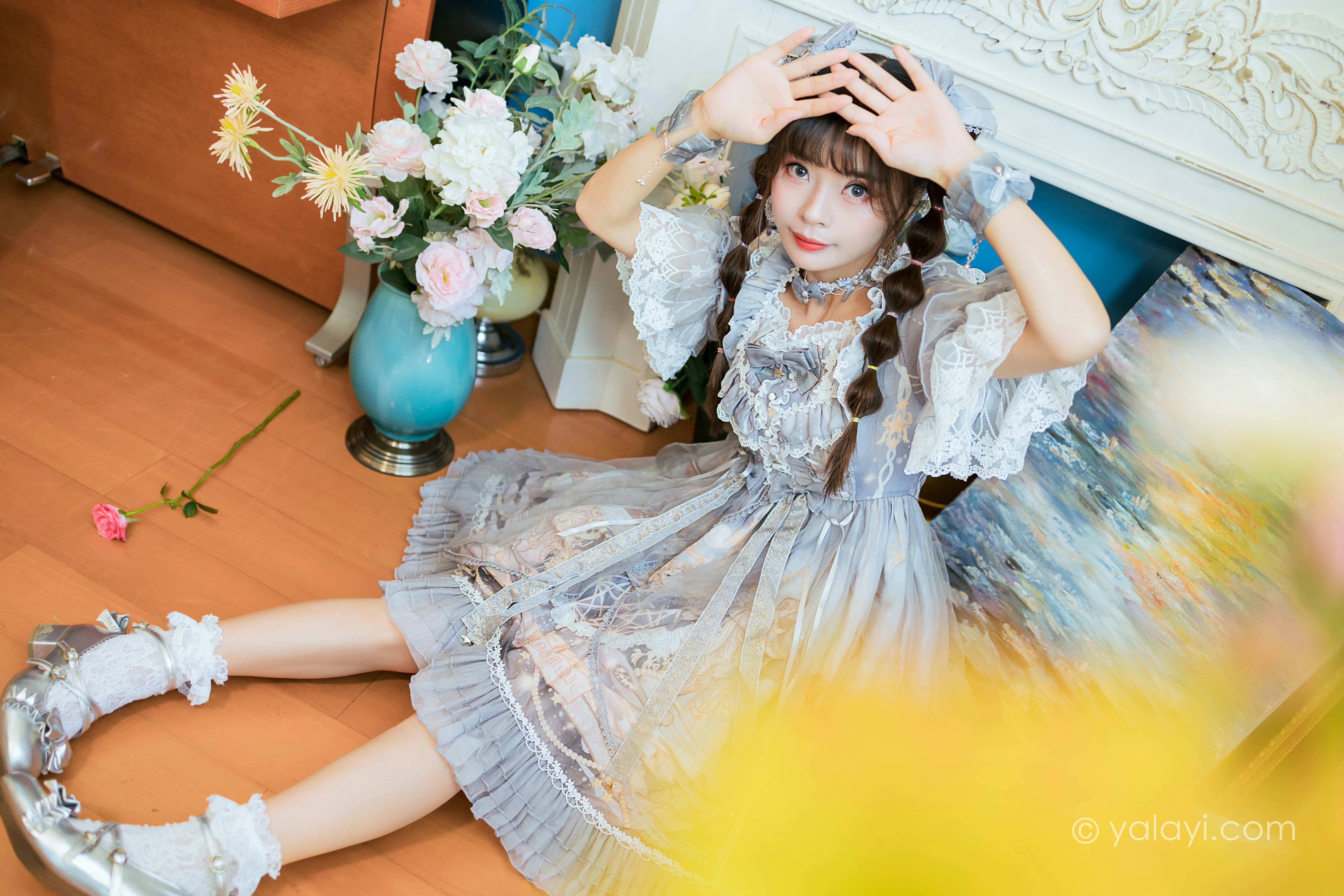 [YALAYI雅拉伊]NO.853 洛丽塔Lolita 程小蝶 淡蓝色连身制服裙清纯可爱私房写真集第4张