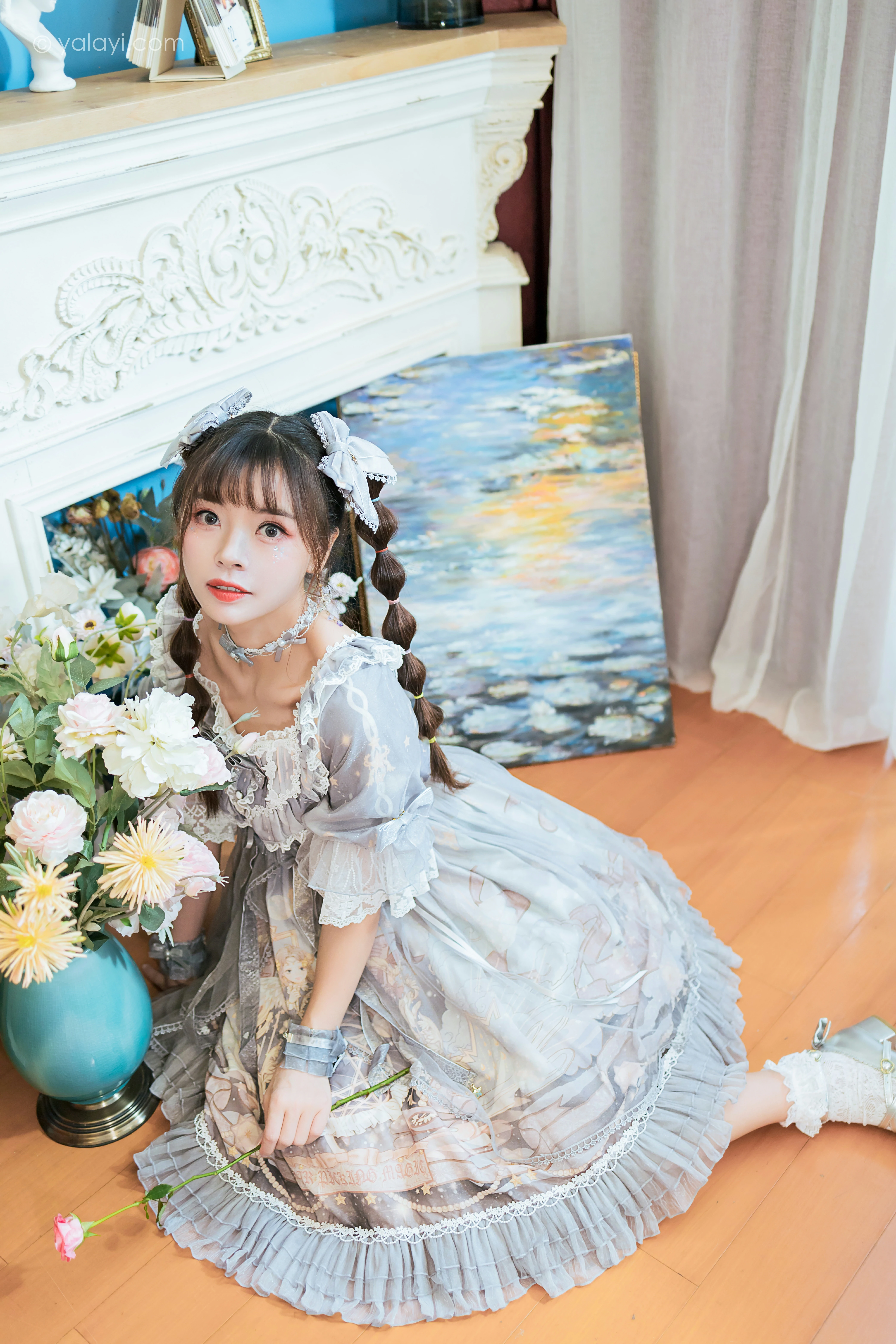 [YALAYI雅拉伊]NO.853 洛丽塔Lolita 程小蝶 淡蓝色连身制服裙清纯可爱私房写真集第6张