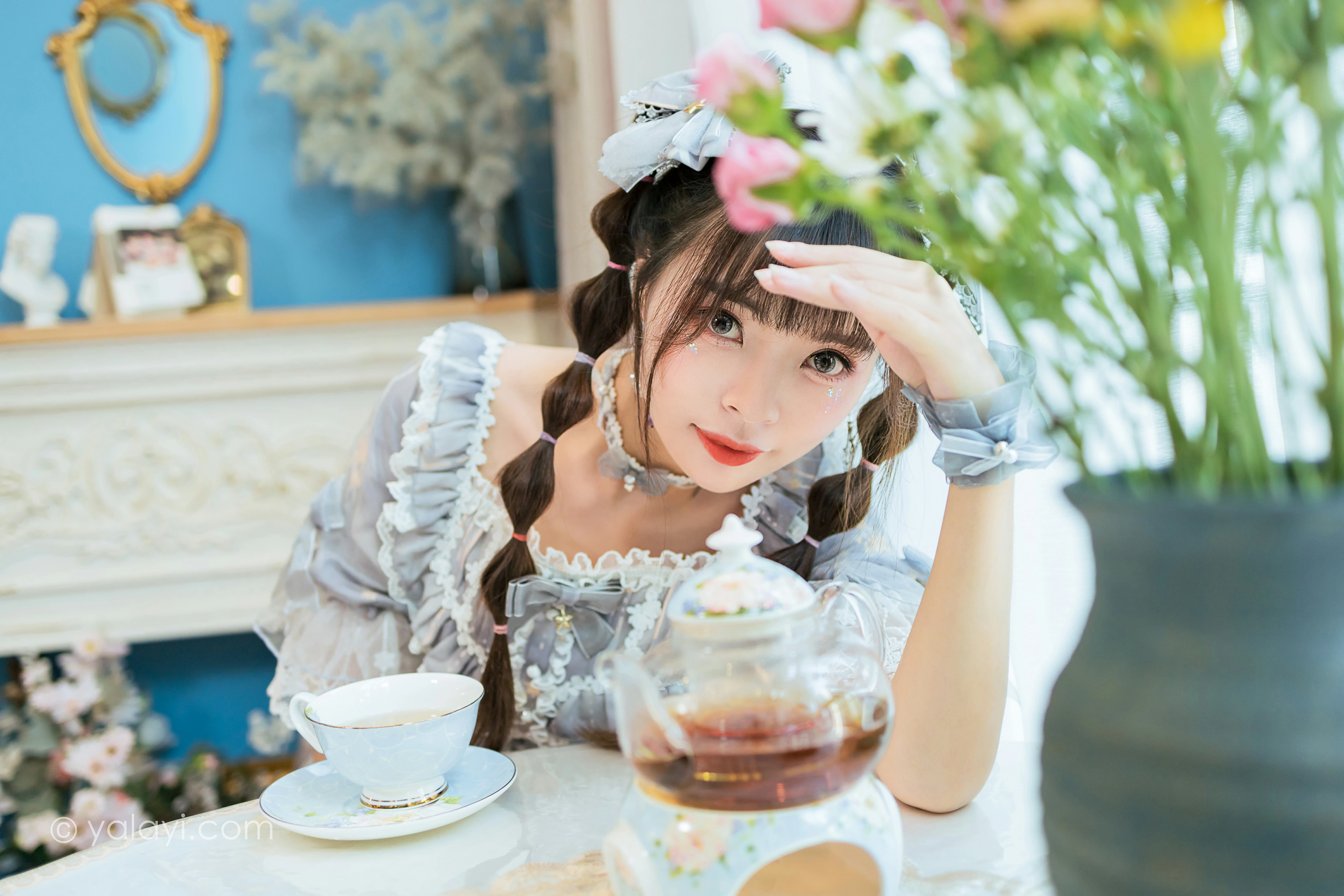 [YALAYI雅拉伊]NO.853 洛丽塔Lolita 程小蝶 淡蓝色连身制服裙清纯可爱私房写真集第10张