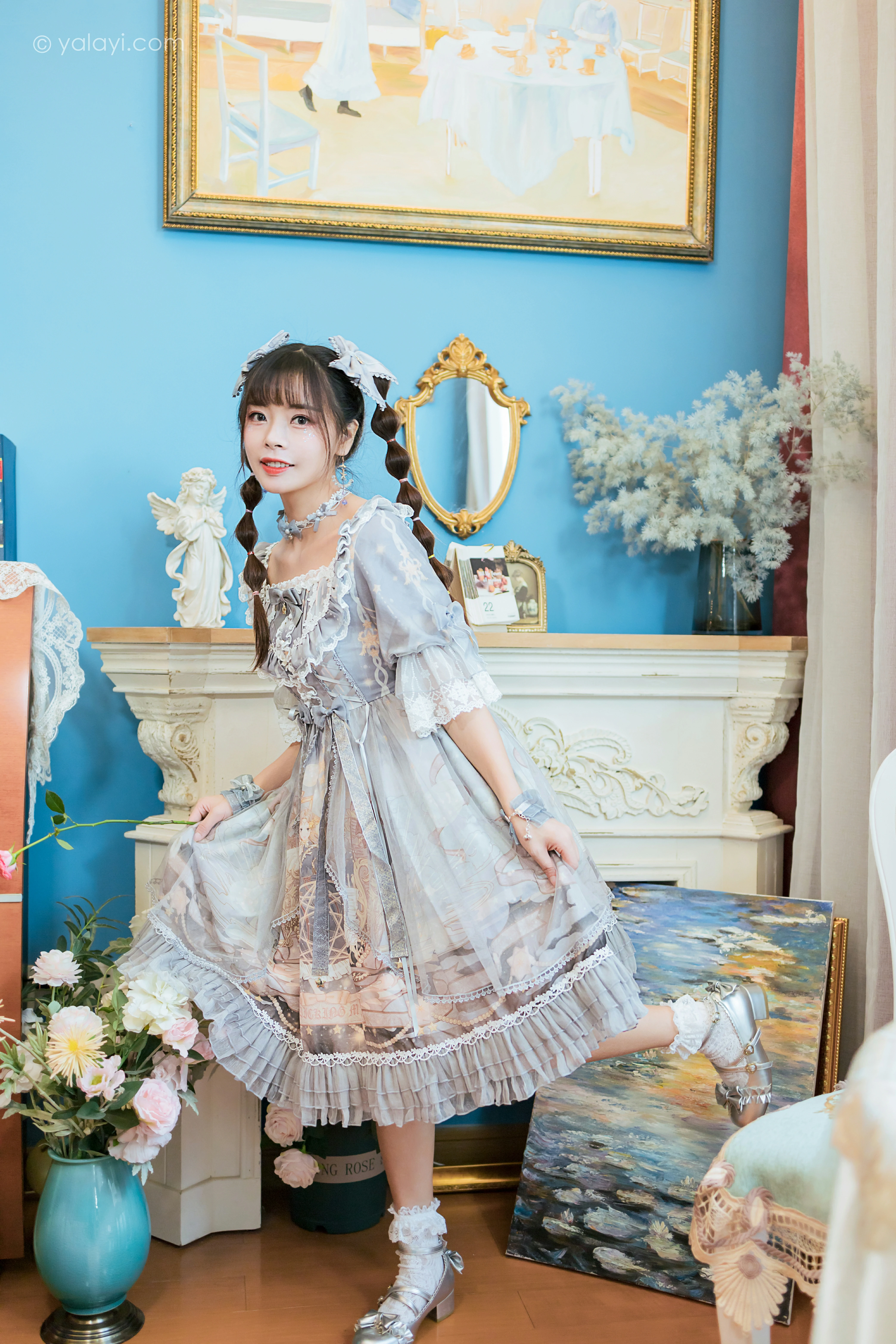 [YALAYI雅拉伊]NO.853 洛丽塔Lolita 程小蝶 淡蓝色连身制服裙清纯可爱私房写真集第12张