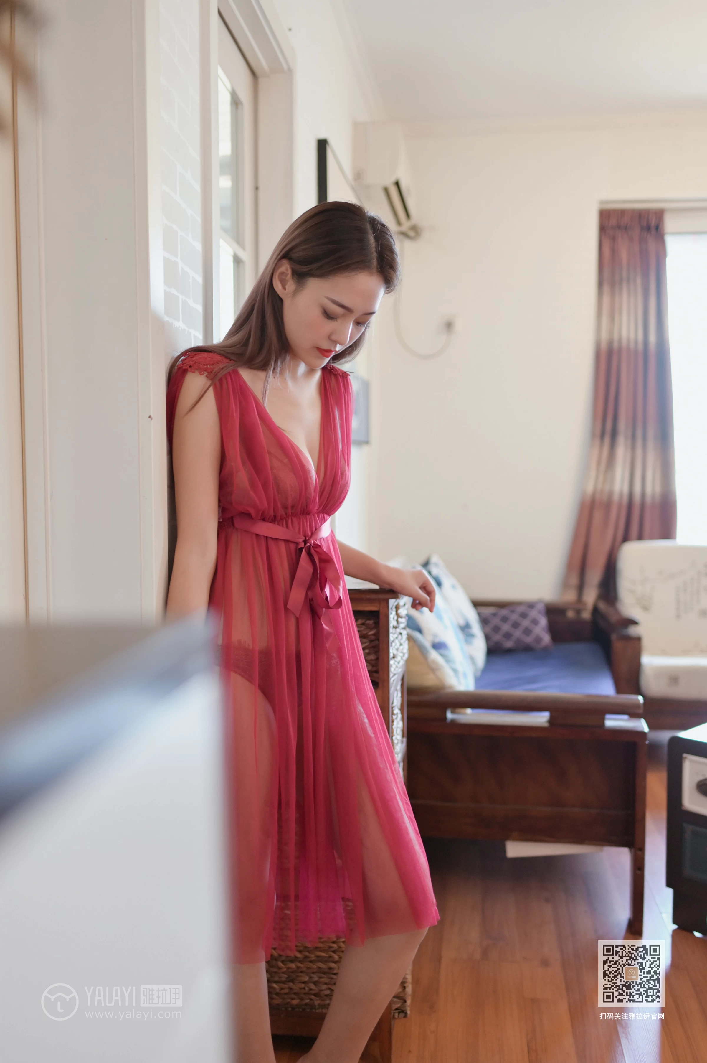 [YALAYI雅拉伊]Vol.446 红拂女 出尘 白色透视情趣连衣裙居家性感私房写真集第12张