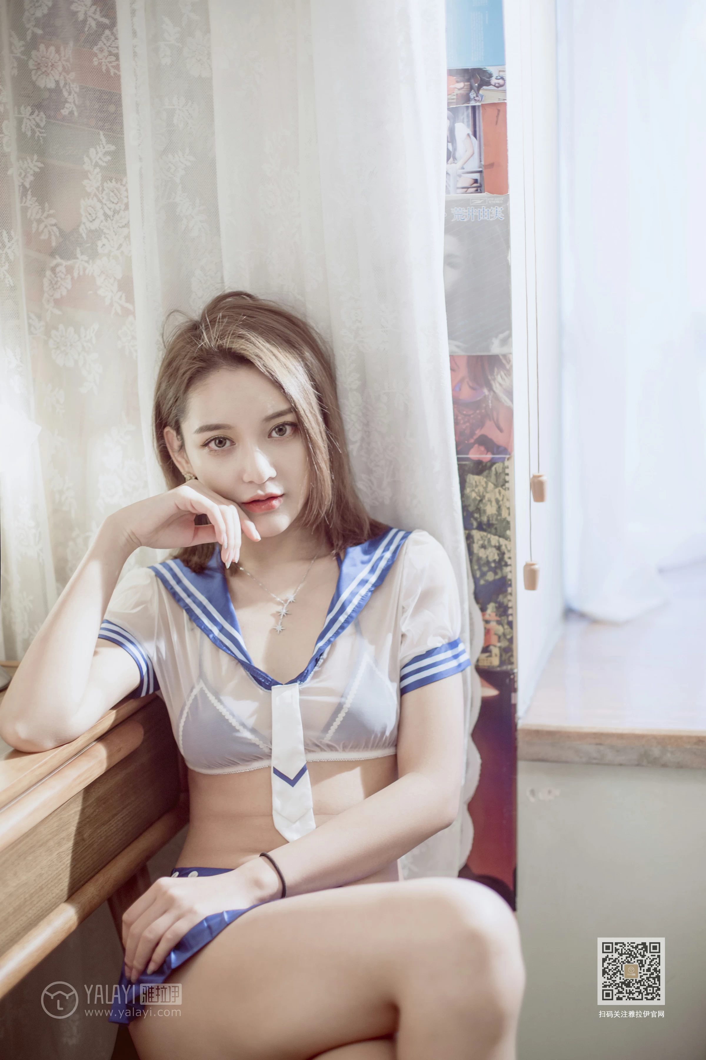 [YALAYI雅拉伊]Vol.538 回到那年 刘子炀 透视情趣高中女生制服加蓝色内衣性感私房写真集第5张