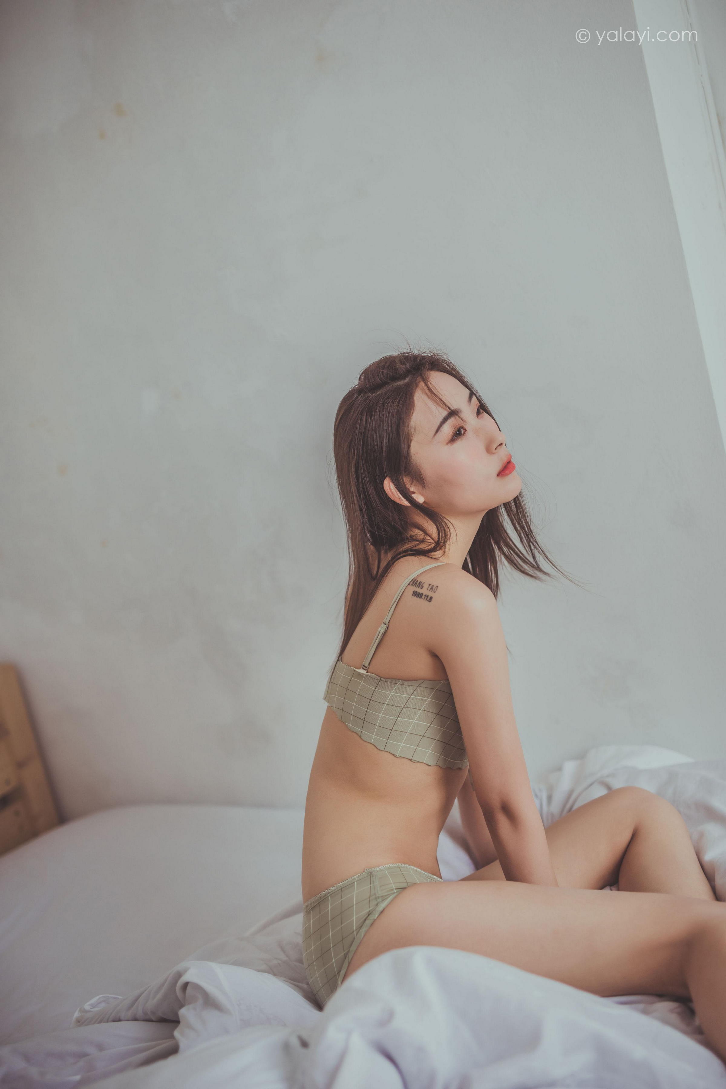 [YALAYI雅拉伊]Vol.587 蜗居 海棠 灰色内衣居家性感私房写真集第3张