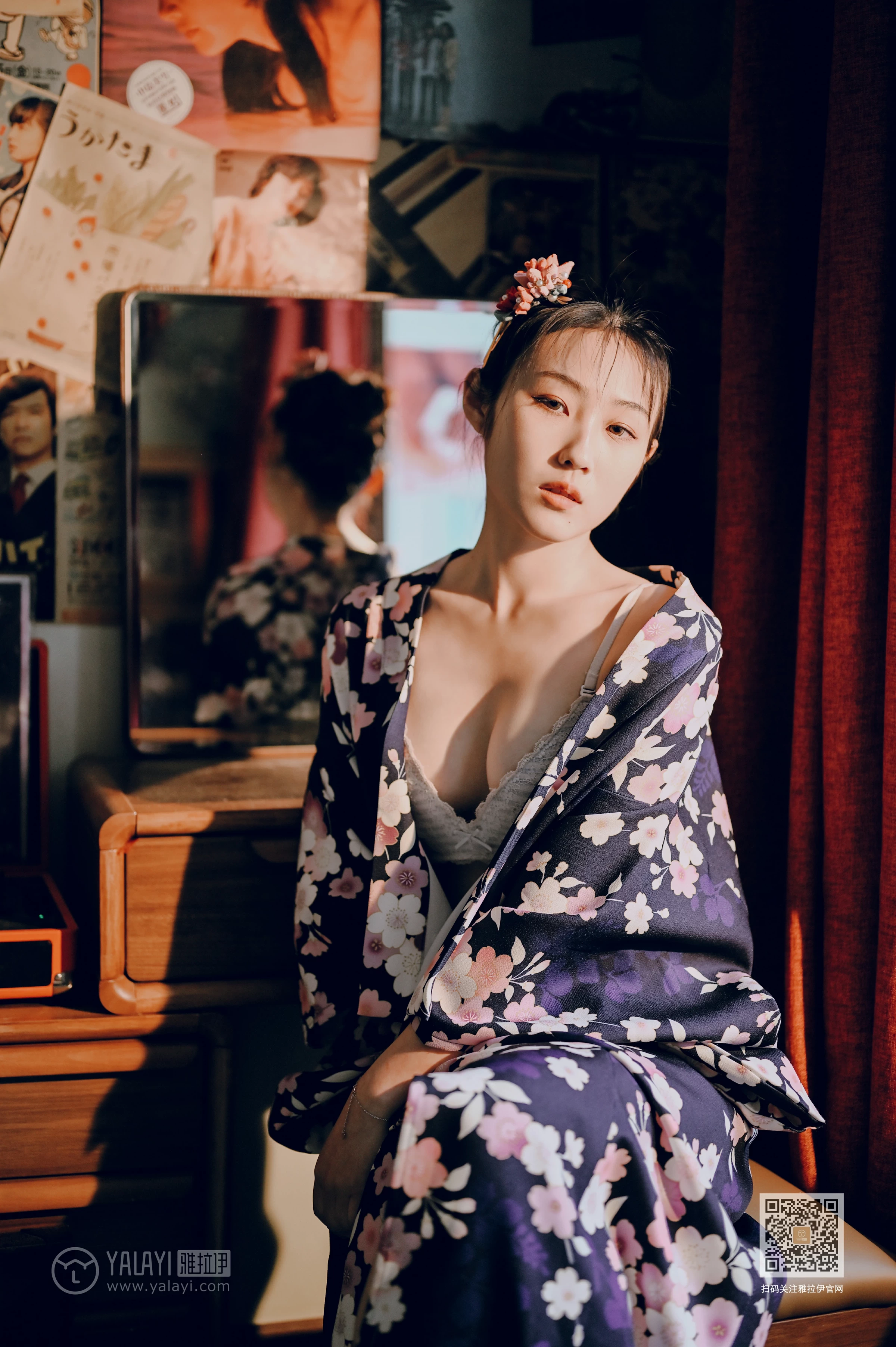 [YALAYI雅拉伊]NO.635 《和服少女》 沈伊 黑色和服加白色蕾丝内衣性感私房写真集第11张