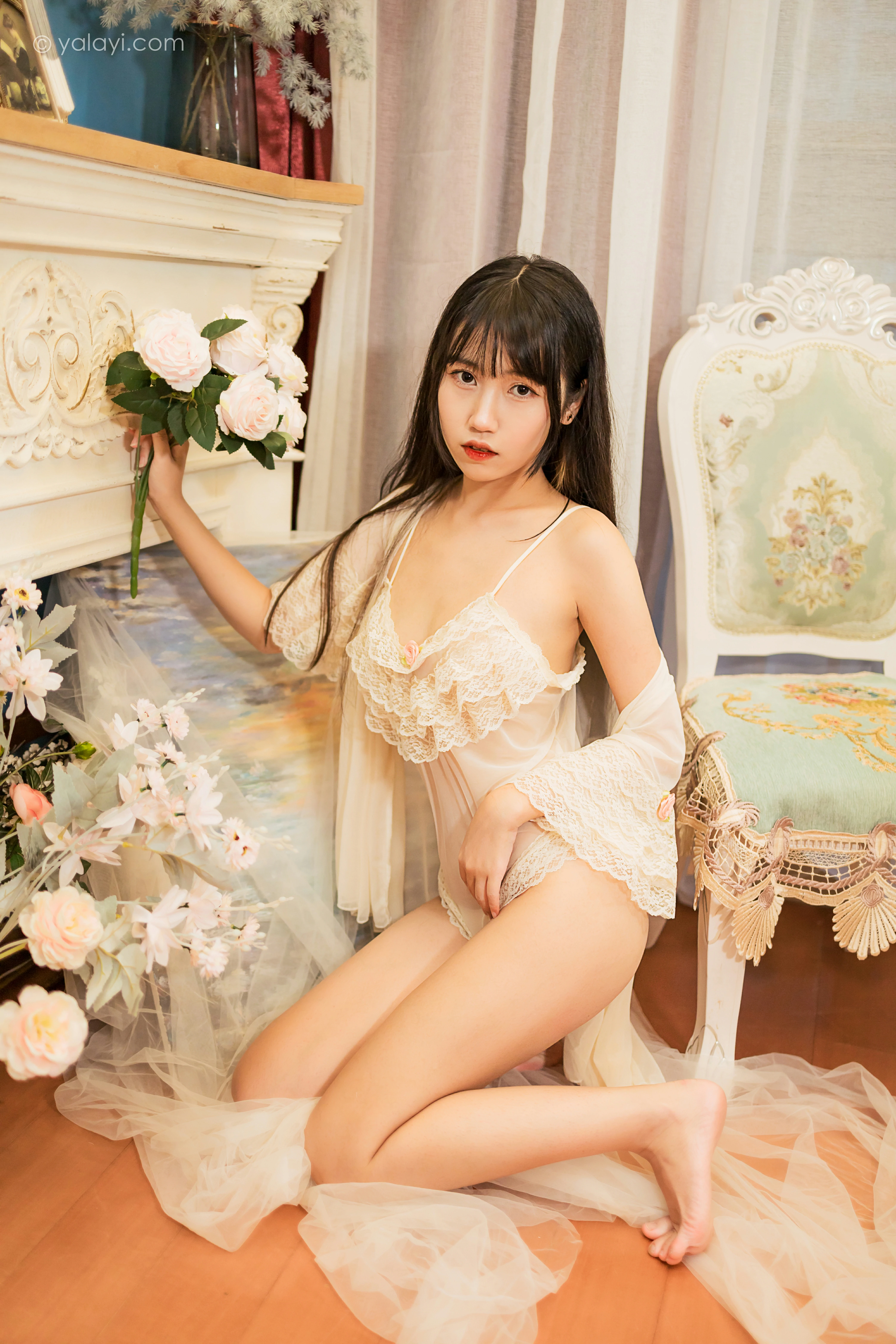 [YALAYI雅拉伊]NO.851 在意你 弈思 白色透视情趣内衣性感私房写真集第9张