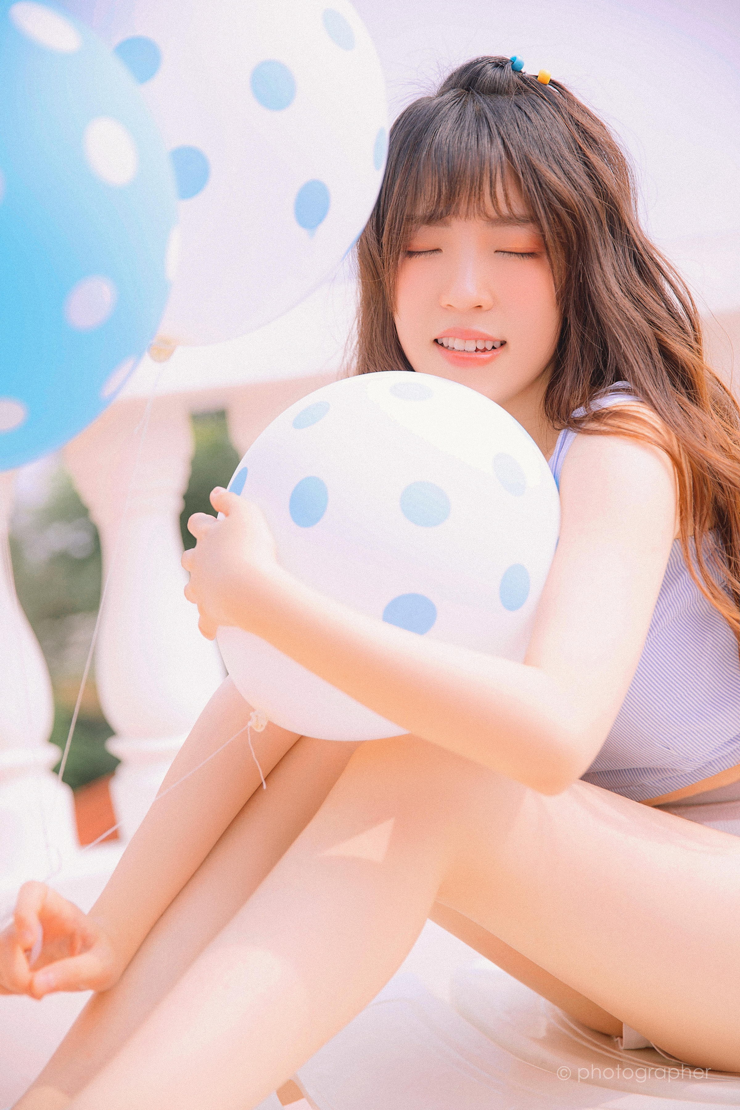 [YALAYI雅拉伊]2022.04.18 感觉良好 青春美少女 蓝色JK水手制服与粉色内衣性感私房写真集第6张